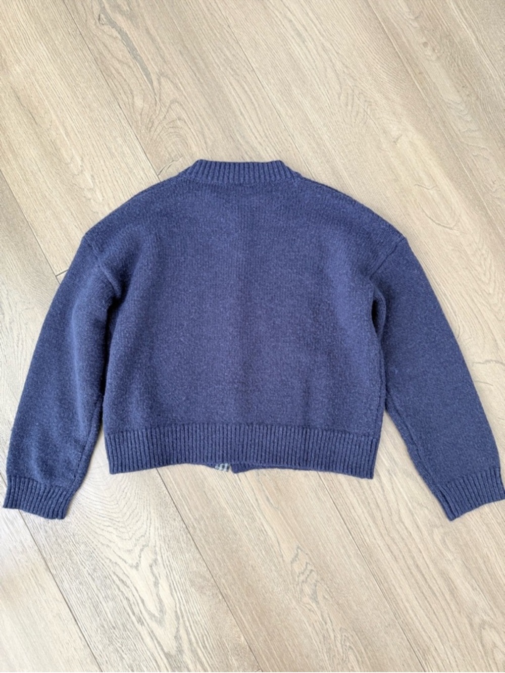 Wishlist Navy Blue Plaid Button Crew Neck Cardigan Sweater Medium - Picture 5 of 9